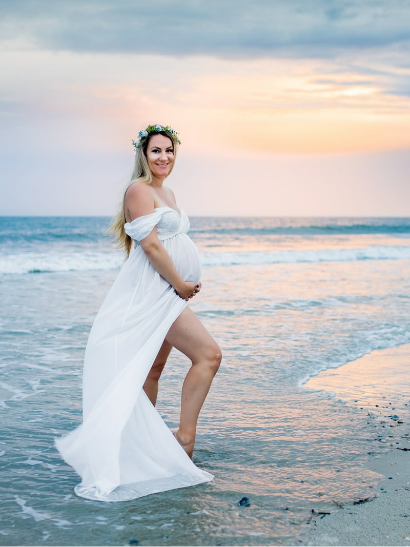JustVH Maternity Dress, Off Shoulder, Split Front Chiffon Gown for  Photoshoot and Baby Shower - Walmart.com