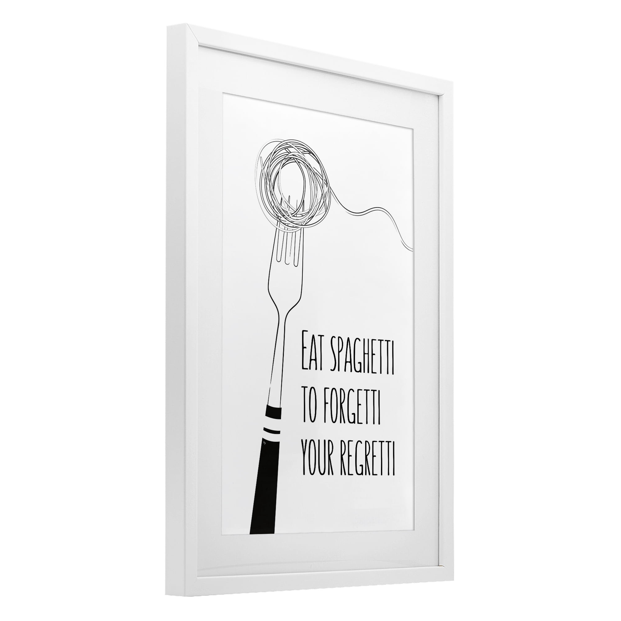 Stupell Industries Funny Spaghetti Sass White Framed Print Under Glass, design by Martina Pavlova