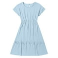 thumbnail image 6 of Little Girl Dress Short Sleeve Tiered Swing A-Line Casual Blue Dress For Girls Toddler Birthday Dress Sun Dresses Fancy Dress, 6 of 6