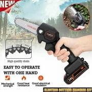 4-Inch Cordless Electric Chainsaw with Rechargeable Battery Portable Handheld Electric Saw for Tree Branch Wood Cutter