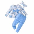 thumbnail image 2 of Cethrio Baby Girls Tops and Pants Set, 2-Piece Long Sleeve Printed Outfit Sets Blue Size 12-18 Months, 2 of 4