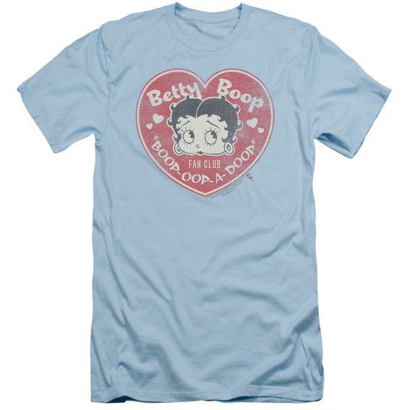 Betty Boop Fan Club Heart S/S Adult 30/1 T-Shirt Light Blue