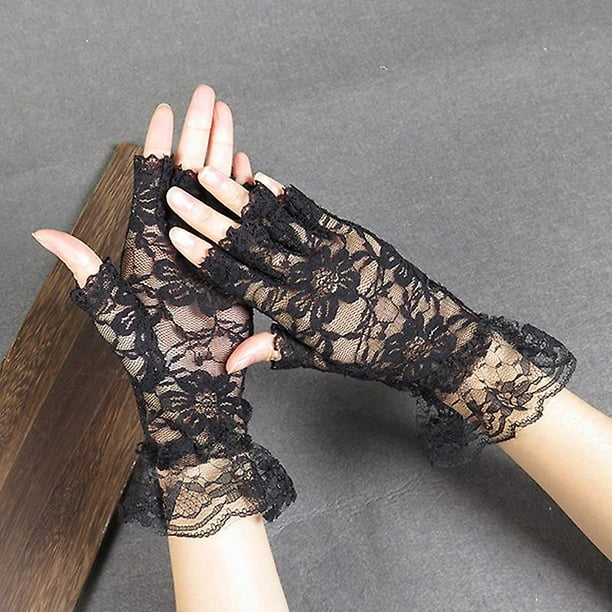 Ladies black evening gloves outlet