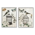 thumbnail image 4 of Stupell Industries Vintage Perched Bird Cage Butterfly Timeless Cursive Graphic Art Gray Framed Art Print Wall Art, Set of 2, Design by Nan, 4 of 5