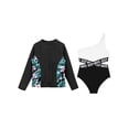 thumbnail image 3 of TTAO Girls 2 Piece Swimsuit One Piece Bathing Suit with Long Sleeve Rash Guard Swimshirts Set Zipper Black 10, 3 of 5