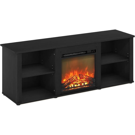 TV Stand with Electric Fireplace - Modern Entertainment Center with Shelved Storage