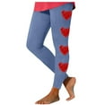 thumbnail image 3 of DDAPJ pyju Valentines Day Leggings for Women, Cute Heart Print Casual Tights High Waisted Stretch Running Yoga Pants Casual Milk Silk Legging Blue XL, 3 of 5