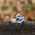 thumbnail image 2 of Vintage Cornflower Blue Sapphire Engagement Ring 925 Sterling Silver- Crown Sapphire Wedding Ring- Art Deco Sapphire Promise Ring, 2 of 3