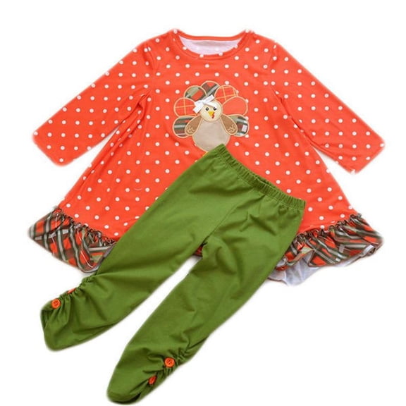 Baby Girls Plaid Thanksgiving Turkey Outfit 4T