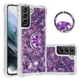 thumbnail image 1 of Funda para Samsung Galaxy S21 Plus 5G con Brillo Líquido Flotante, Purpurina, Parachoques y Anillo Giratorio Soporte, 1 of 5