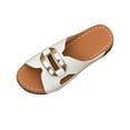 thumbnail image 2 of Miluxas Womens Solid Hollow Metal Buckle Fish Mouth Open Toe Slip-On Platform Wedge Slippers Casual Spring Summer White 5.5(36), 2 of 9