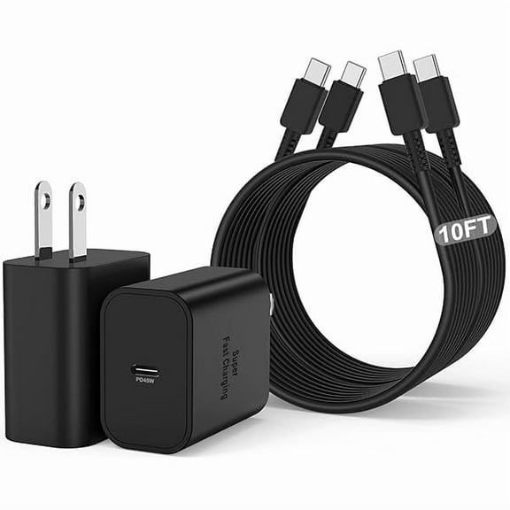 45W/2Pack Super Fast Charging Block with USB C to C Cable 10ft, Type C Wall Charger Adapter and Android Phone Charger Cord Long for Samsung Galaxy S24 Ultra/S23 /S22 Plus/S21/S20/S10/Note 20/Note10 