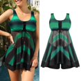 thumbnail image 3 of Gibobby Bañador de una pieza Top con pantalones cortos para mujer, traje de baño de dos piezas, traje de baño a rayas con diseño de cordones, Bikini divi(Verde,M), 3 of 5