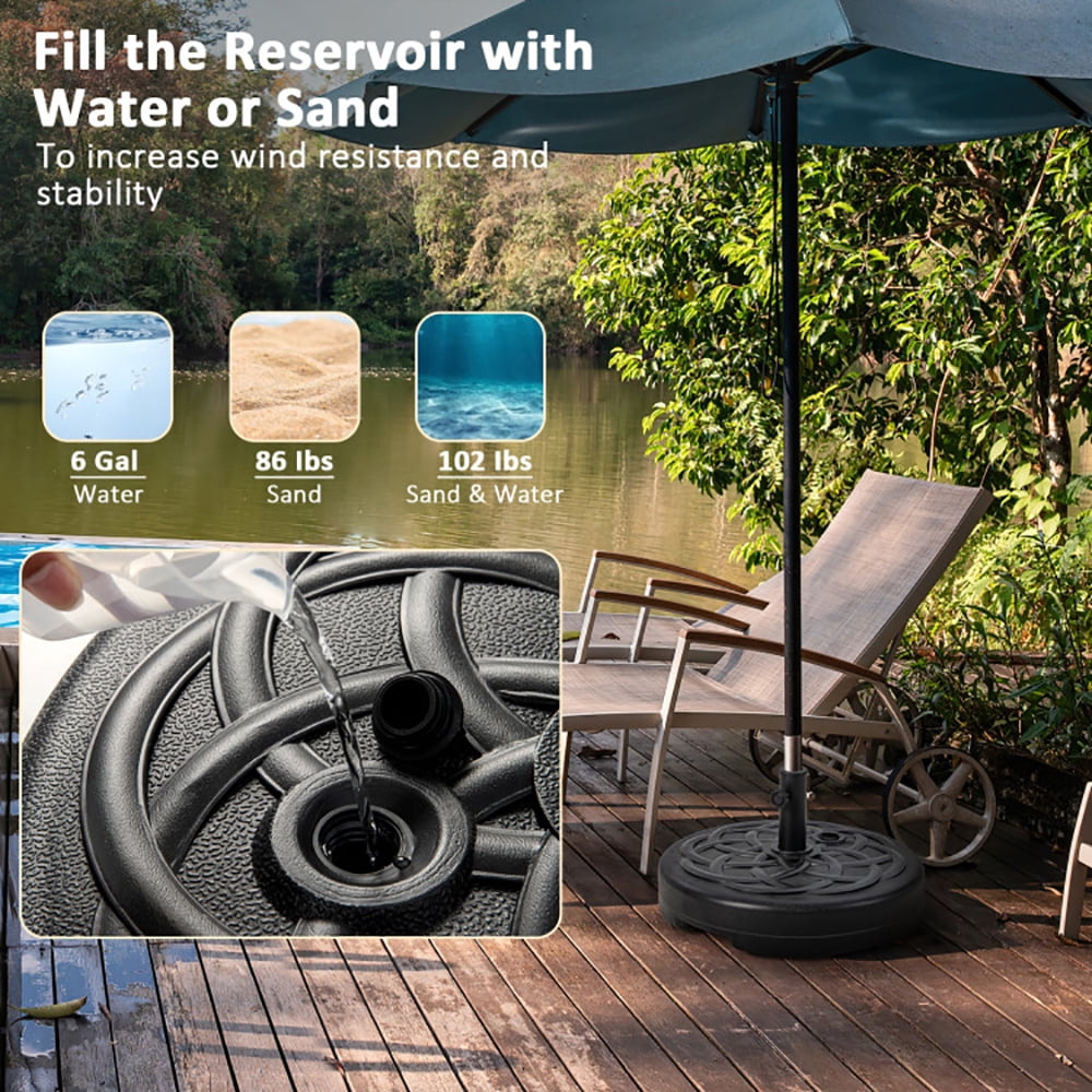 Aimee Lii 22 Inch Fillable Heavy-Duty Round Patio Umbrella Base Stand, Umbrella Stand Outdoor Base, Black Aimee Lii 22 Inch Fillable Heavy-Duty Round Patio Umbrella Base Stand, Umbrella Stand Outdoor Base, Black