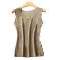 thumbnail image 1 of Camiseta Sin Mangas Térmica Para Mujer Camisa Sin Mangas Camisola Parche De Seda Chaleco Caliente Ropa Interior - Caqui, 1 of 5