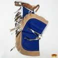 thumbnail image 6 of Hilason Pro Rodeo Bull Riding Chaps Western Leather kid Blue Silver Fringes, 6 of 6