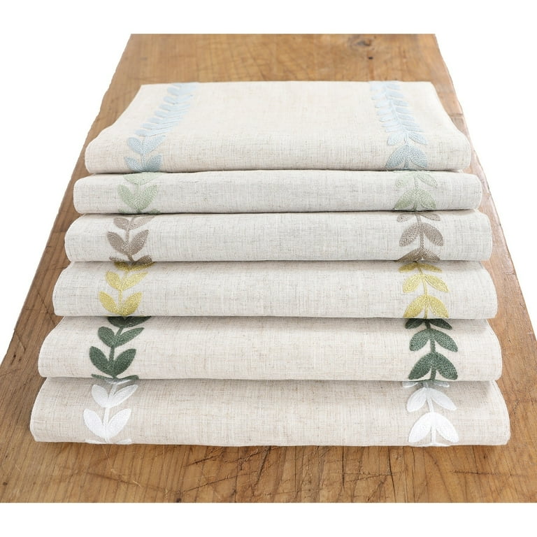 15 in. x 108 in. Pine Green Cute Leaves Crewel Embroidered Table Runner 15 in. x 108 in. Pine Green Cute Leaves Crewel Embroidered Table Runner