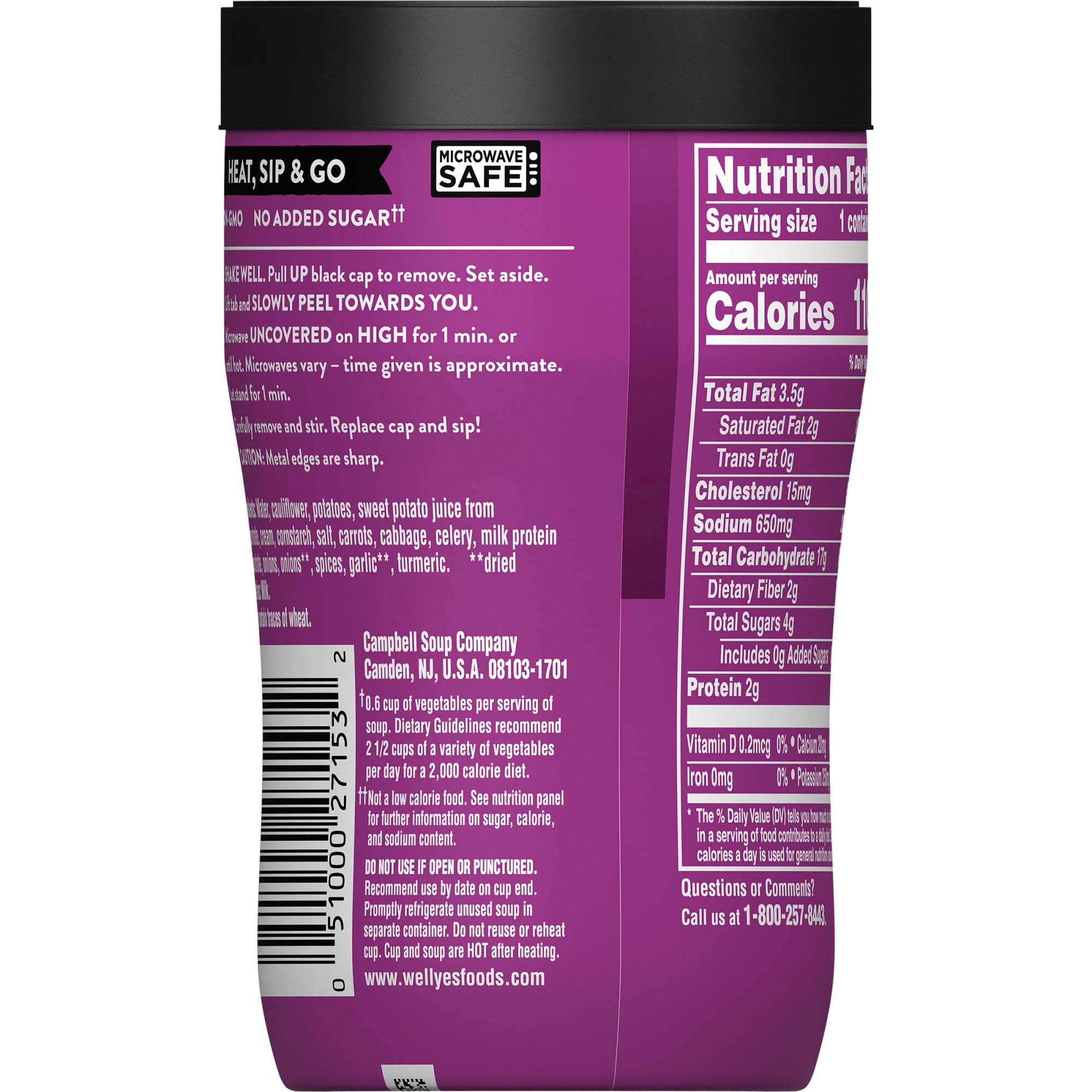 Campbell's Well Yes! Sipping Soup, Creamy Cauliflower & Potato, 11.1 oz Cup
