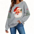 thumbnail image 7 of Women's Christmas Santa Print Sweatshirt, X-mas Party Holiday Crewneck Long Sleeve Fleece Lined Relaxed Tops, S-XXL, 7 of 7