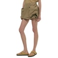 thumbnail image 5 of hirigin Women's Casual Mini Skirts High Waist Drawstring Hem Solid Color Cargo Skirts with Pockets, 5 of 7