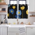 thumbnail image 2 of Blue Yellow Floral Kitchen Curtains Short 54 Inch Length, Spring Summer Pastoral Plant Leaf Grommet Top Bedroom Living Room Curtains, Light Filtering Cafe Curtain Drapes 2 Panels Set 84''x54'', 2 of 9