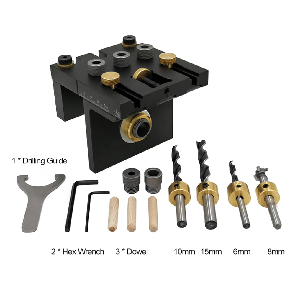 3-in-1 Woodworking Doweling Jig Kit with Positioning Clip Adjustable  Drilling Guide Puncher Locator Carpentry Tools
