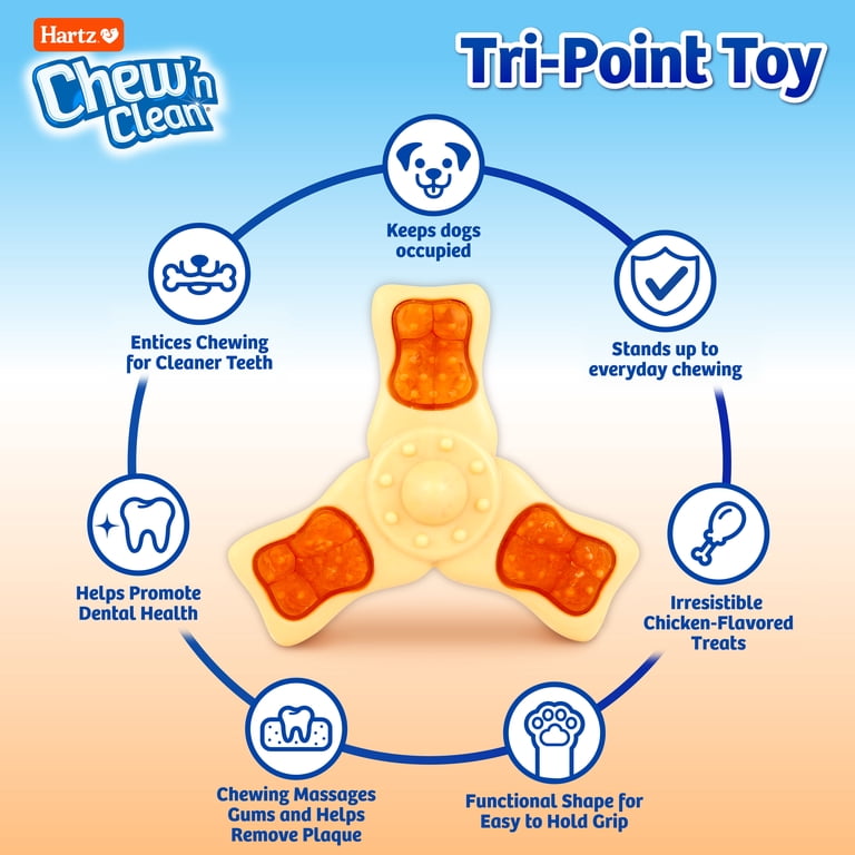 Hartz Chew 'n Clean Tri-Point Dog Toy, Chicken Flavor, Small photo 2