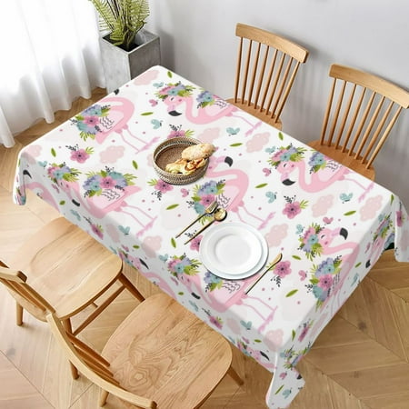 

Table Cloth Rectangle Table Flamingo And Flowers Tablecloth 60 x 90 Inch Wrinkle Resistant Decorative Fabric Table Cover for Dining Party Indoor Outdoor