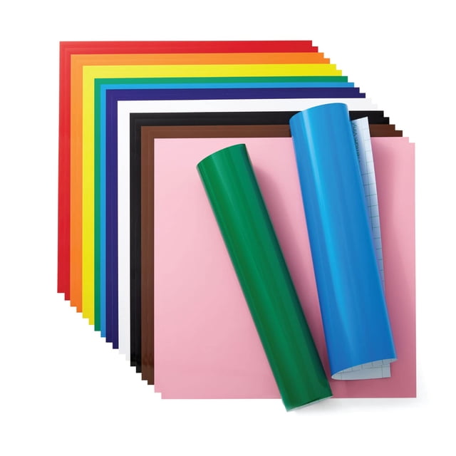 Láminas de vinilo Cricut Permanent Rainbow Sampler, 30 x 30 cm, paquete de 20