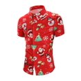 thumbnail image 1 of Fashnice Hauts pour Hommes Chemise de Noël à Manches Courtes Col à Revers Blouse de Noël Ajustée Chemises de Vacances Florales Rouges P, 1 of 2