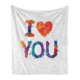 thumbnail image 1 of I Love You Soft Flannel Fleece Throw Blanket, Watercolor Paintbrush Brushstroke I Love You Phrase Vibrant Display, Cozy Plush for Indoor and Outdoor Use, 70" x 90", Multicolor, by Ambesonne, 1 of 6