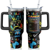 40oz Gamer Tumbler Neon Accent Mug - Food-Grade Stainless Steel Gaming Cup with Spill-Resistant Straw, Unique Gifts for Gaming Fans (Birthday Christmas Party Events)