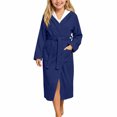 thumbnail image 3 of Bovxnpu Boys Girls Robes Hooded Long Sleeve Big Pocket Mid Length Bath Robe Outfits, 3 of 8
