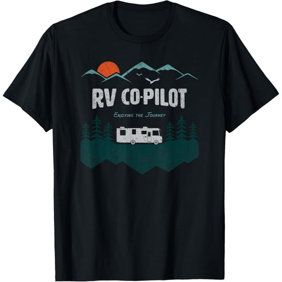 RV Co-Pilot Camping Motorhome Travel Vacation Gift T-Shirt men and women can wear, black, white, gifts