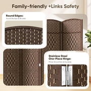 Jostyle 6ft Tall Room Divider with Hand-Woven Design, 4-Panel Folding Privacy Screen Freestanding Mocha