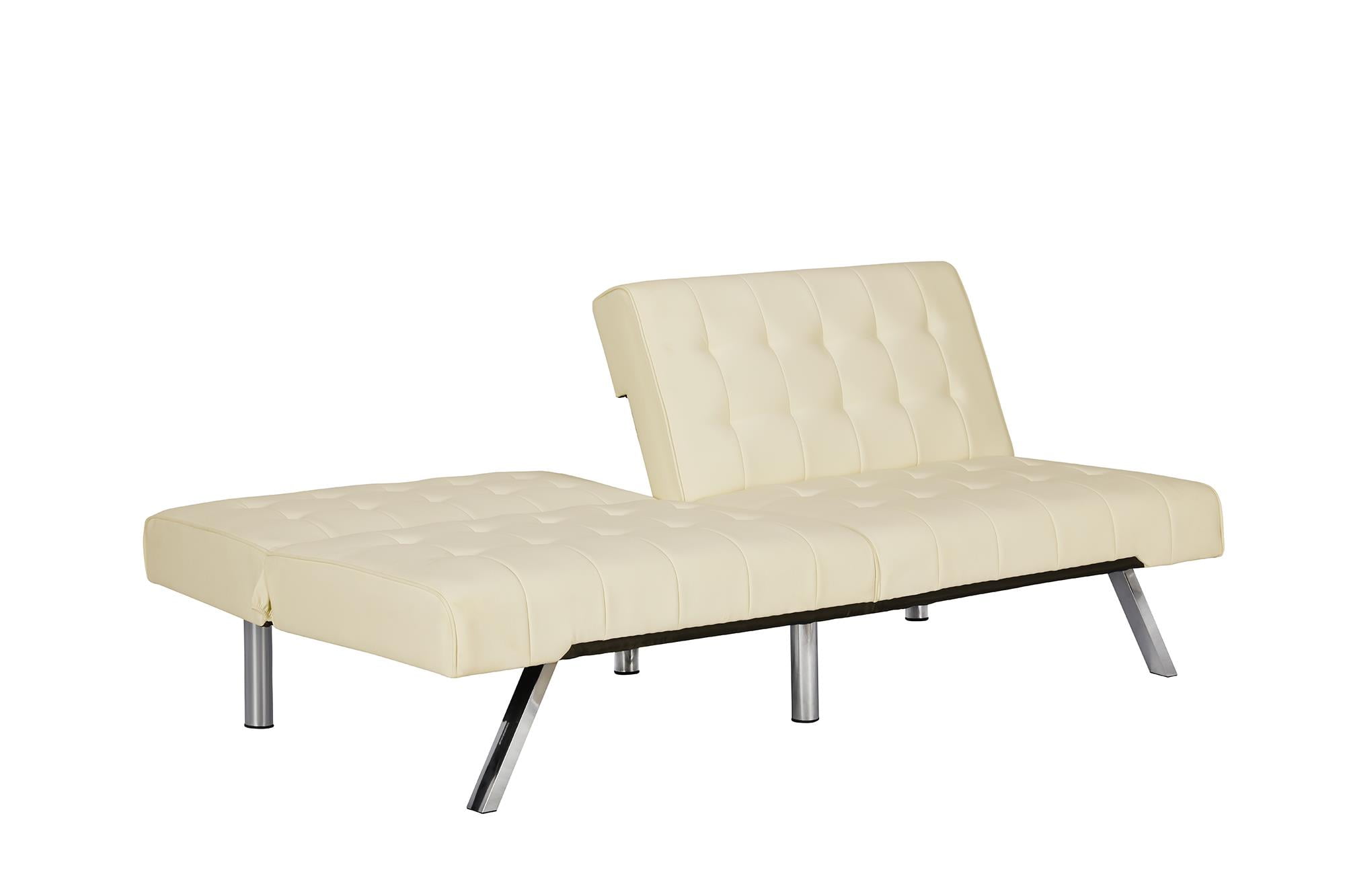 DHP Emily Convertible Futon, Vanilla Faux Leather