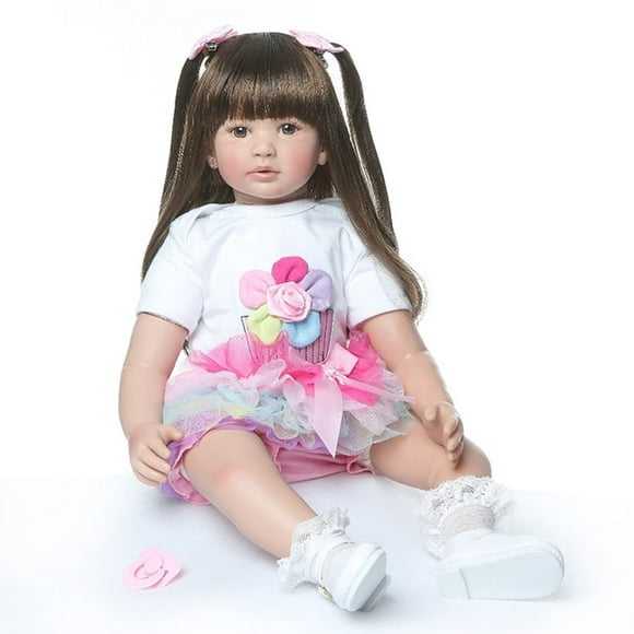 Muñeca Reborn, princesa y niña TERABITHIA, 60 cm, con vestido arcoíris