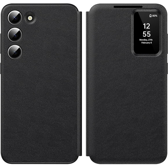 MYKOMI for Samsung Galaxy S23 with Smart Small Screen View, S-View Wallet Phone Case, for Samsung S23 Case Smart Window Cover Hard Flip Leather Protective Cover for Samsung S23 5G Case