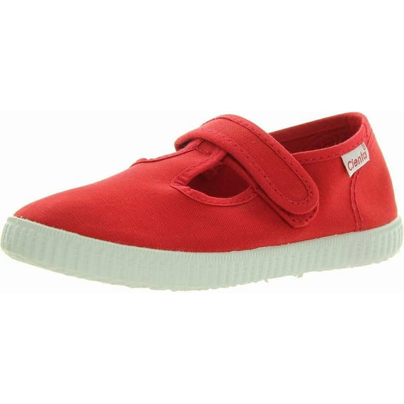 Cienta Canvas Hook & Loop T-Strap Red Toddler Kids Shoes, Size 10