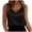 Black, variant on Women's V Neck Criss Cross Front Cami Top Solid Casual Summer White XXL
