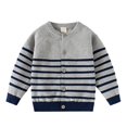 thumbnail image 5 of HAYIMI Classic Knit Cardigan For Boys Striped Lightweight Sweater Breathable Everyday Wear For Kids Long Sleeve O-Neck Tops, 5 of 9