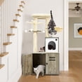 thumbnail image 6 of Cat Tree with Litter Box Enclosure, Wooden Cat Tower Furniture for Large Cats, 20 lbs Heavy Duty, 2-in-1 Modern Condo House with Scratching Posts, Bed, Caves and Washable Cushions Gray, 6 of 7