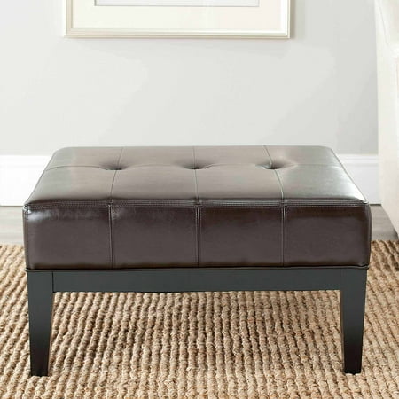 Bicast Leather Durability - Safavieh Fulton Bicast Leather Small Square Cocktail Ottoman, Multiple Colors