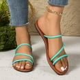 thumbnail image 4 of Miluxas Women's Strappy Flat Sandals Cute Dressy Open Toe Slip on Slide Sandals Green-A 5.5(36), 4 of 4