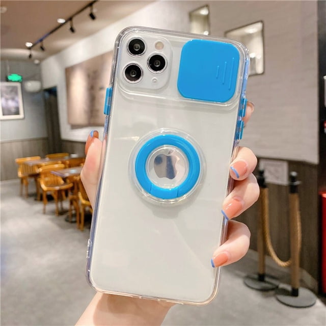 Funda de teléfono con soporte de anillo de protección de cámara para iPhone 12 11 13 Pro Max XR XS Max X 8 Plus 13 14 funda trasera transparente a prueba de golpes Tan Jianjun unisex