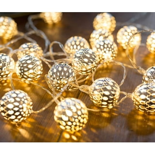 LOUIS CHOICE Moroccan String Lights Battery Powered 20 LED Golden Globe  Lights with Timer for Wedding Party, Birthday, Home Decor, Christmas,  Indoor