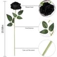 thumbnail image 3 of Black Flower Artificial Roses Flowers, Realistic Blossom Roses Real Touch Silk Rose Single Fake Flower Long Stem Bouquets for Home Decor Wedding Party Ceremony Funeral (10Pcs, Black), 3 of 5