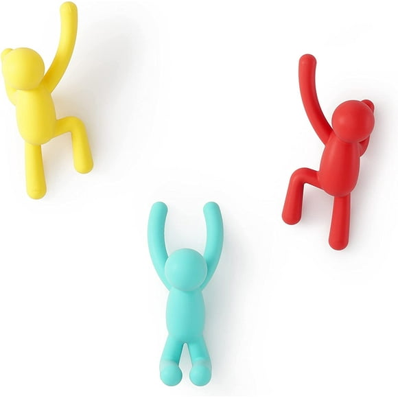 Umbra Buddy Wall Hooks - Decorative Wall Mounted Coat Rack for Coats, Scarves, Bags, Purse, Set of 3, Assorted Multicolors