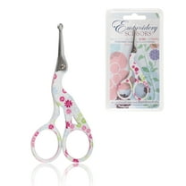 Stork Bird Rounded Safety Tip Embroidery Craft Stainless Steel Crane Scissors - Small White - 1 Pair