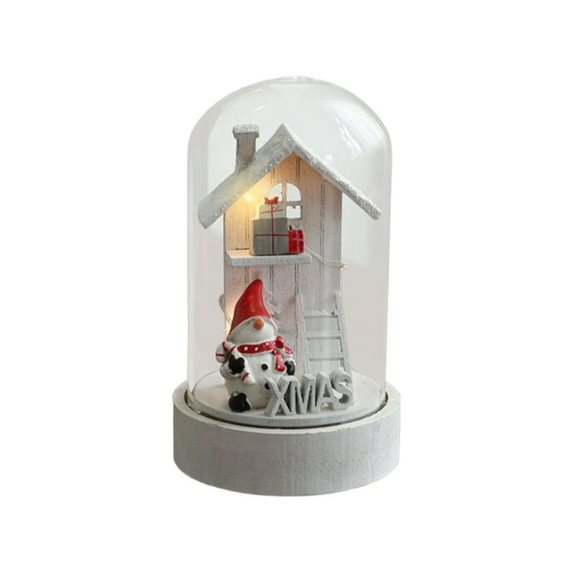 Christmas In A Bottle Glass Lamp With Built-in Electronics, Wooden Base, Festive Snow Scene And Colorful LED Lights